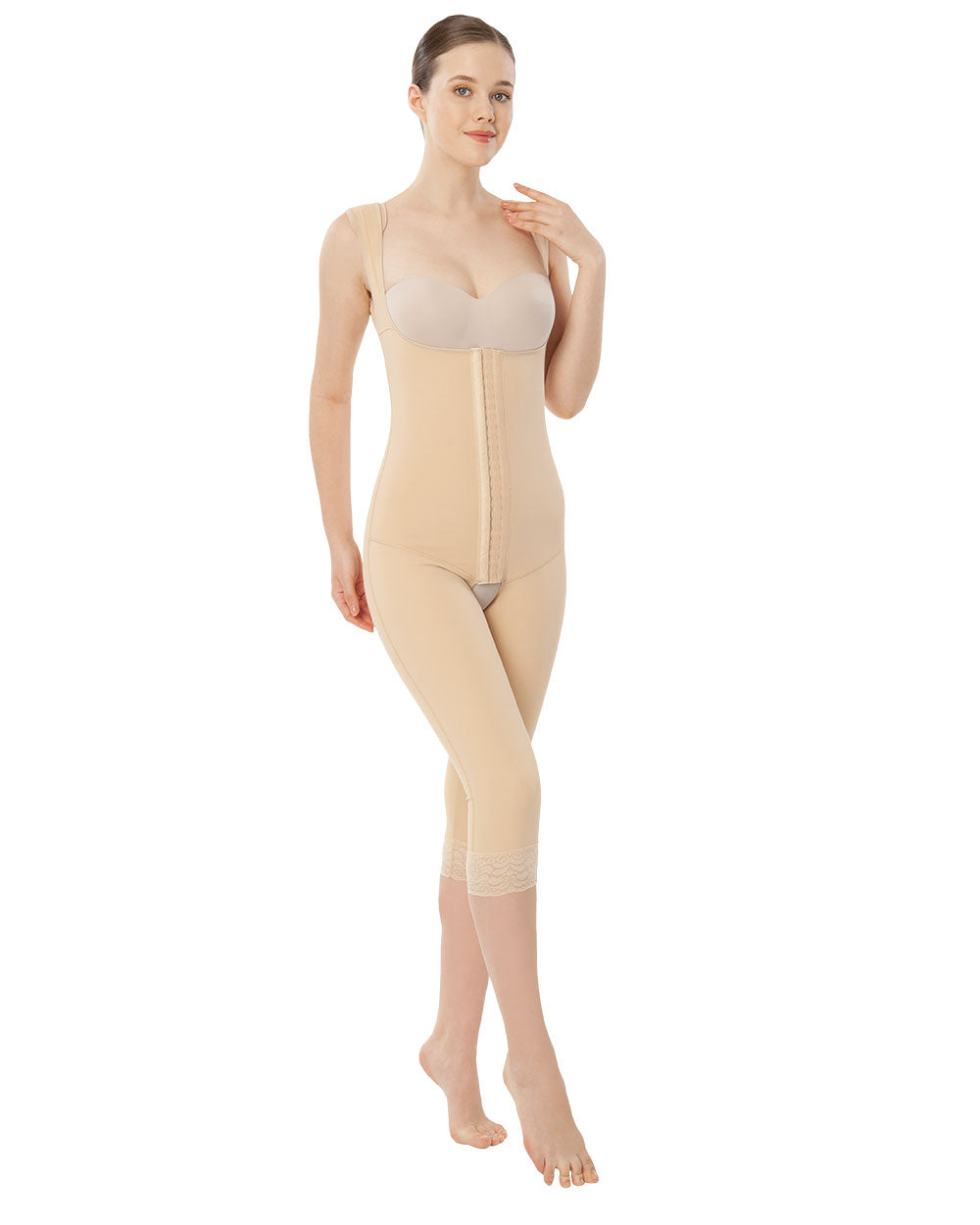Hooked Under Breast-Below Knee Full Closed Back Liposuction Garment.